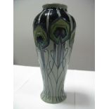 A Moorcroft Pottery Vase, decorated with the Peacock Parade design by Nicola Slaney, shape 122/8,