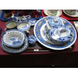 A Spode Blue and White Pressed Meat Plate, Copeland & Garret invalid beaker, Chinese pierced