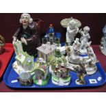 Coalport 'Villiage Church', Staffordshire pastille burners, Continental porcelain figures, Toby
