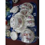 Royal Crown Derby "Derby Posies" Pattern Tea-Service, (twenty two pieces) cups, saucers, tea-pot