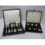 A Cased Set of Six Hallmarked Silver Teaspoons, Barker Bros Ltd, Birmingham 1962, together with a