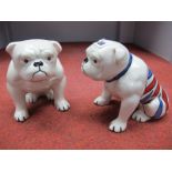 Two Lorna Bailey Pottery British Bulldogs, with union jacks on the back.