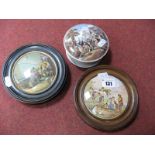 Three XIX Century Pratt-Ware Pot Lids, The Enthusiast, The Village Weuring and one other. (3)