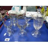 A Collection of Six Victorian and Later Glass Rummers, varying designs, 15 cms and smaller (6):- One