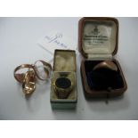 A 9ct Gold Gent's Signet Ring, inscribed "Polly to Tom 8th Oct 1912"; together with three further