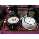 Smith's Chrome Cased Car Clock, Genalex octagonal bakelite cased wall clock, three others:- One