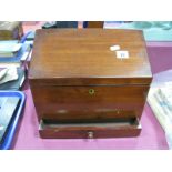 An Early XX Century Mahogany Stationery Box, hinged slope front concealing a six section interior,