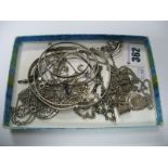 Hallmarked Silver and Other Bangles, chain bracelets, hammered pendant etc.