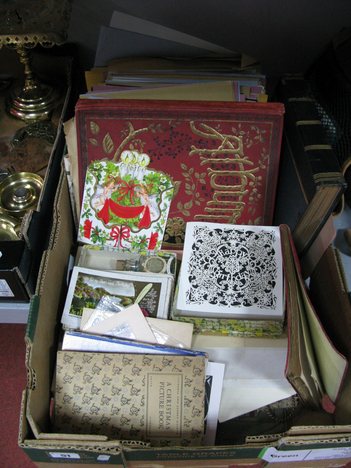 XIX Century Scraps and Cards, in album, seals in monograms album, valentines, sentimental, Christmas