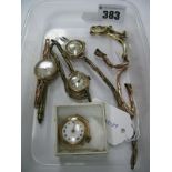 A Collection of Assorted 9ct Gold Cased and Other Ladies Wristwatches, expanding bracelet etc (