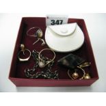 9ct Gold and Other Rings, earrings, bracelet, Blue John brooch etc.