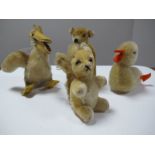 Four Late 1940's/50's Plush Soft Toys - a Pelican, a Bambi, a Squirrel and a Duck. (4)