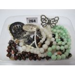 Openwork Butterfly Brooch, together with hardstone inset and other brooches, polished hardstone