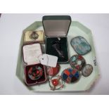 Hallmarked Silver and Other Hardstone Inset Brooches, XIX Century hand brooch, etc.