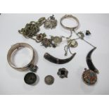 Hallmarked Silver Bangles, part chains, earrings, etc.