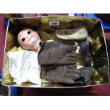 HEUBACH KOPPELSDORF German Pot Headed Doll- dolls, leather gloves, shoes and slippers.