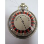 A "Monaco-Roulette" Clockwork Game, in pocketwatch case with top wind movement (glass cracked).