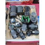 Sixteen Camera Lenses, including cased Schneider-Kreuznach Vario-Curtar 0,75 x Lens, Sigma Zoom 28-