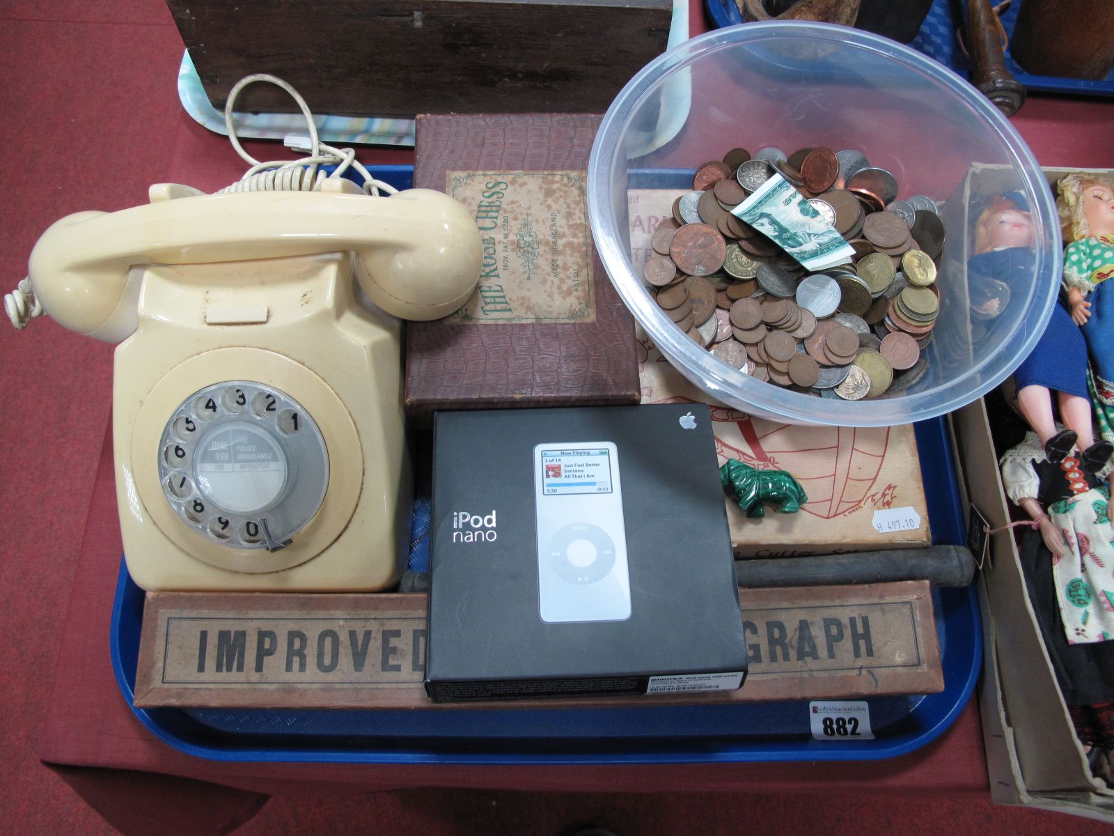 A Circa 1970s Telephone, Model 746F in cream, an iPod Nano 4GB (boxed), pre decimal GB and world