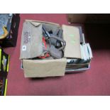 Flat Irons, door locks, ammeter, snooker balls etc:- Two Boxes