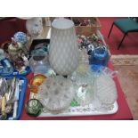Venetian Glass Bowls, iridescent goblet vase, other glassware :- One Tray