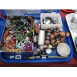 Necklaces, other costume jewellery, wristwatches, alabaster box, etc:- One Tray