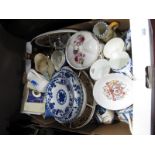 Biscuit Jar, Royal commemorative wares, pin dishes, cabinet plates, decanter etc:- One Box