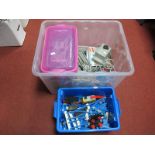 A Large Quantity of Lego Railway Blue and Grey Rail, Including six controllers for spares /