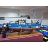 A Well Built Wooden Model Radio Controlled Trawler, fitted with electric motor, Futaba M series