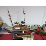 A Plastic Hulled Kit Built Radio Control Model, of a German tug boat fitted with acoms receiver