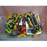 A Large Quantity of Predominantly Lego Technic Parts, Beams, Bricks and wheels, with part built VP