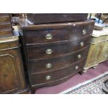 Early XIX Century Mahogany Bow Fronted Chest of Drawers, with two small drawers, three long drawers,