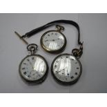 A Continental Cased Openface Pocketwatch, the white dial with black Roman and blue Arabic numerals