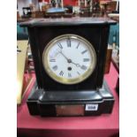 XIX Century Black Slate Mantel Clock, black Roman numerals to white enamel dial, GH.VCNE 29427, to