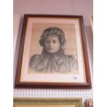 Janet Boothroyd, Crayon Drawing, head to shoulders of M. Alice Porter, unsigned, (label on verso