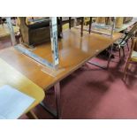 A Large Rectangular Topped Table, on chrome supports 100 x 200cms.