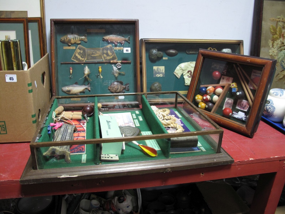 Four "Pub Related" Glazed Display Cases, featuring reproduction collections- themes include