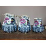 A Set of Three Losolware Graduating Jugs, "Shanghai" pattern, 18.5cms and smaller. (3)