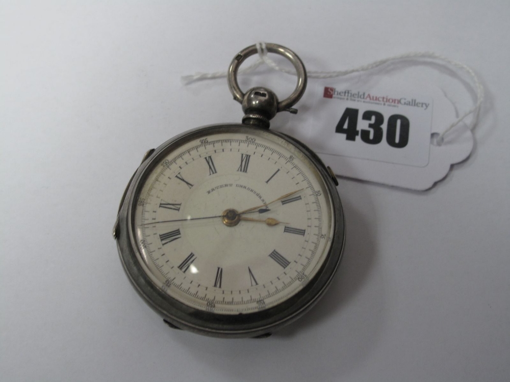 A Hallmarked Silver Cased Openface Chronograph Pocketwatch, the dial with black Arabic and Roman