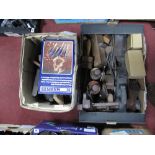 Mason's Wooden Mallets, block planes, brace bits, other tools:- Two Boxes