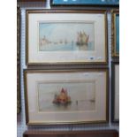 E.Parrini, Pair of Continental Pictures, (possibly Venice) of sailing boats, 34 x 17cms.