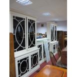 White Painted Bookcase, display cabinet centre section, with a low back, glazed astragal doors, with