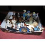 Bonn Franzant Mehlem German Bread Plate, pair of Royal Albert plates, resin figures etc:- One Box