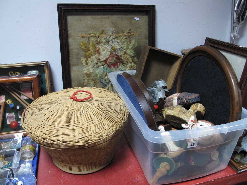 Quantity of Display Stands, wicker basket, woodwork picture, etc:- One Box