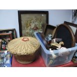 Quantity of Display Stands, wicker basket, woodwork picture, etc:- One Box