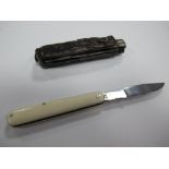 A Joseph Elliot & Sons Single Blade Folding Pocket Knife, together with a stag horn handled multi