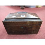 XIX Century Rosewood Tea Caddy, of sarcophagus form (with faults).