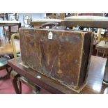 Early XX Century Brown Leather Suitcase.