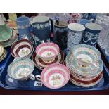 Grafton Rose Pattern Teaware, of eighteen pieces, Wedgwood Jasper ware, etc:- One Tray