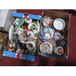 Quantity of Ceramics, Oriental teapot, worshipping figure, camel scene bowl, etc:- Two Boxes
